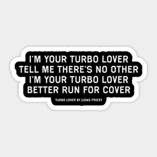 Turbo Lover Lyrics Sticker